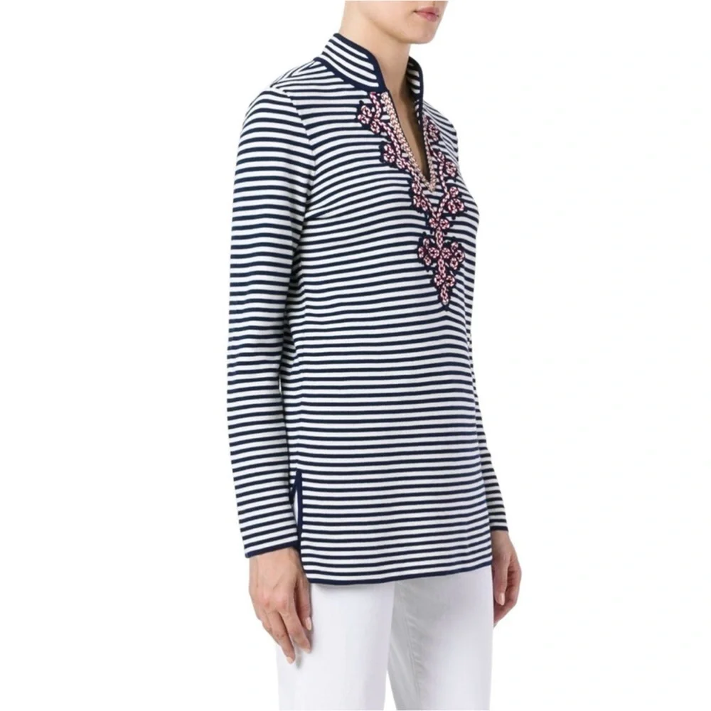 Tory Burch Katama nautical stripe tunic top Size Medium